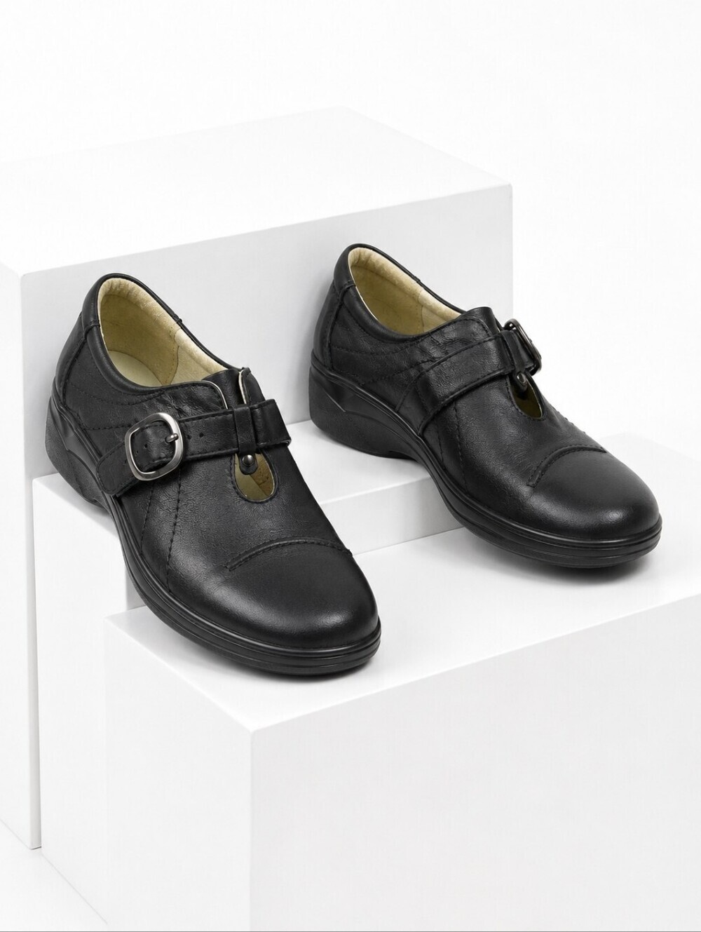 Orthosolutions Black Leather Mary Jane Comfort Shoes EU 40 US 9